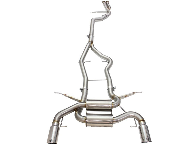 aFe MACHForce XP SS-304 Polish Tip 3.0in-2.5in Dia Cat Back Exhaust 11-13 BMW 335i (E90/E92) 3.0L aFe