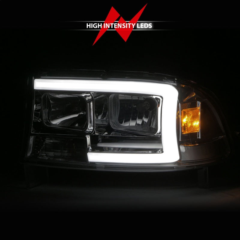 ANZO 97-04 Dodge Dakota/Durango Crystal headlight Set w/ Light Bar Chrome Housing ANZO