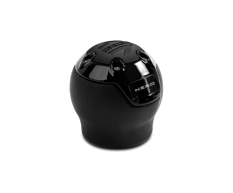 Momo Nero Shift Knob - Black Leather, Black Chrome Insert, with Reverse Lockout NERBK1-R MOMO