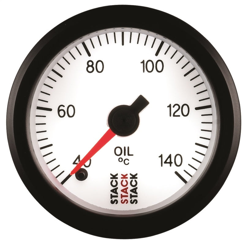 Autometer Stack 52mm 40-140 Deg C 1/8in NPTF Male Pro Stepper Motor Oil Temp Gauge - White ST3359