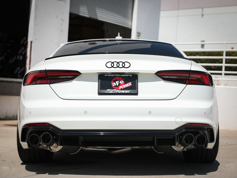 aFe 18-20 Audi RS5 Coupe MACH Force-Xp 3in to 2.5in 304 SS Axle-Back Exhaust System-Quad Carbon Tips aFe