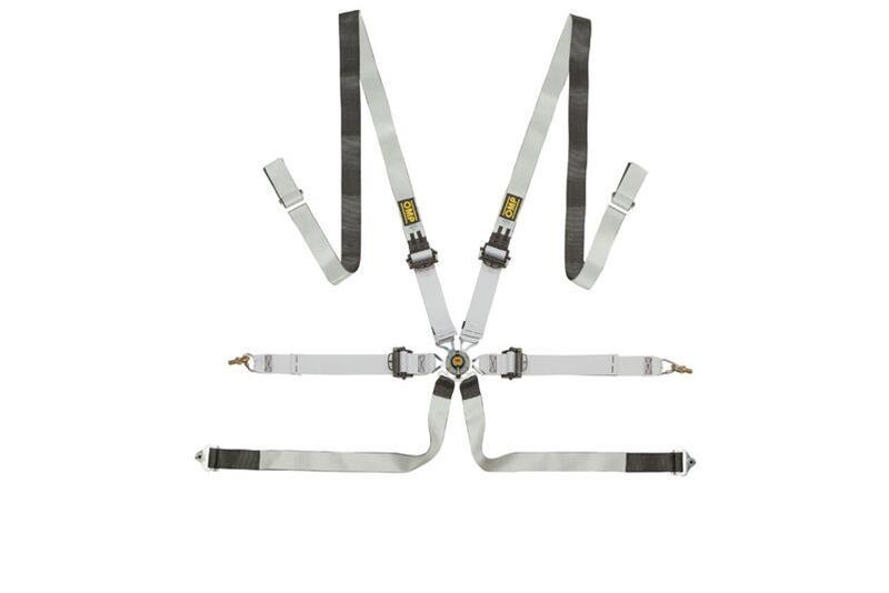 OMP ONE-D 2" 6-Point Pull-Down Racing Harness - Black/White - FIA 8853-2016 - DA0-0102-A01-076