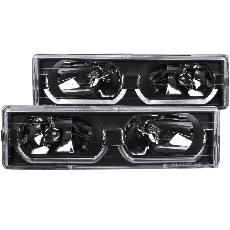 ANZO 88-98 Chevrolet C1500 Crystal Headlights Black - eliteracefab.com