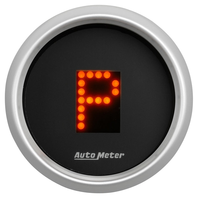 AutoMeter Gauge Gear Pos 2-1/16in. Incl Indicators Black Dial Red Led Silver Bezel 3359