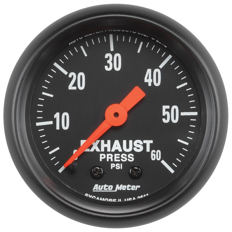 Autometer Z Series 52mm 0-60 PSI Mechanical Exhaust Gas Pressure Gauge 2611
