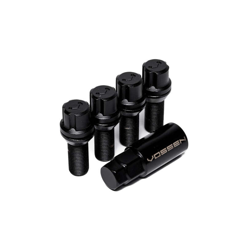 Vossen 30mm Lock Bolt - 14x1.25 - 17mm Hex - Cone Seat - Black (Set of 4)- LUG-BL1425-30-BC