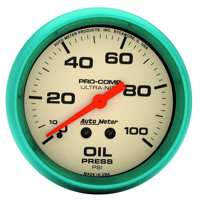 Autometer Ultra-Nite 66.7mm 0-100 PSI Mechanical Oil Pressure Gauge 4521