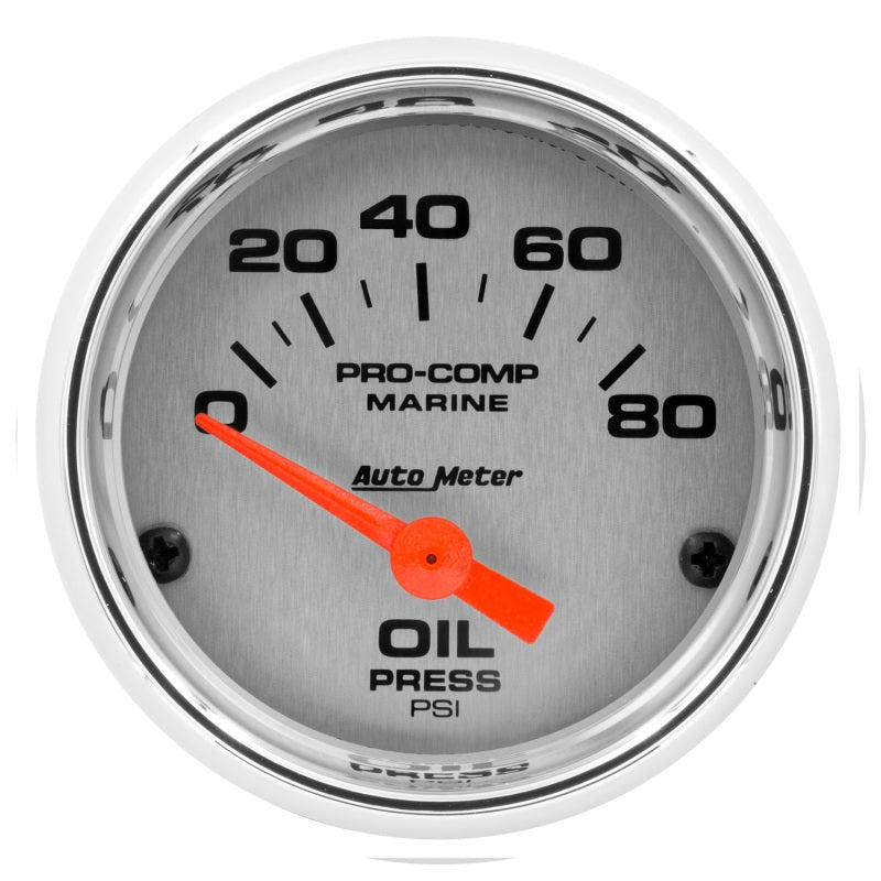 Autometer Marine Chrome Ultra-Lite 2-1/16in 80PSI Electric Oil Pressure Gauge 200744-35