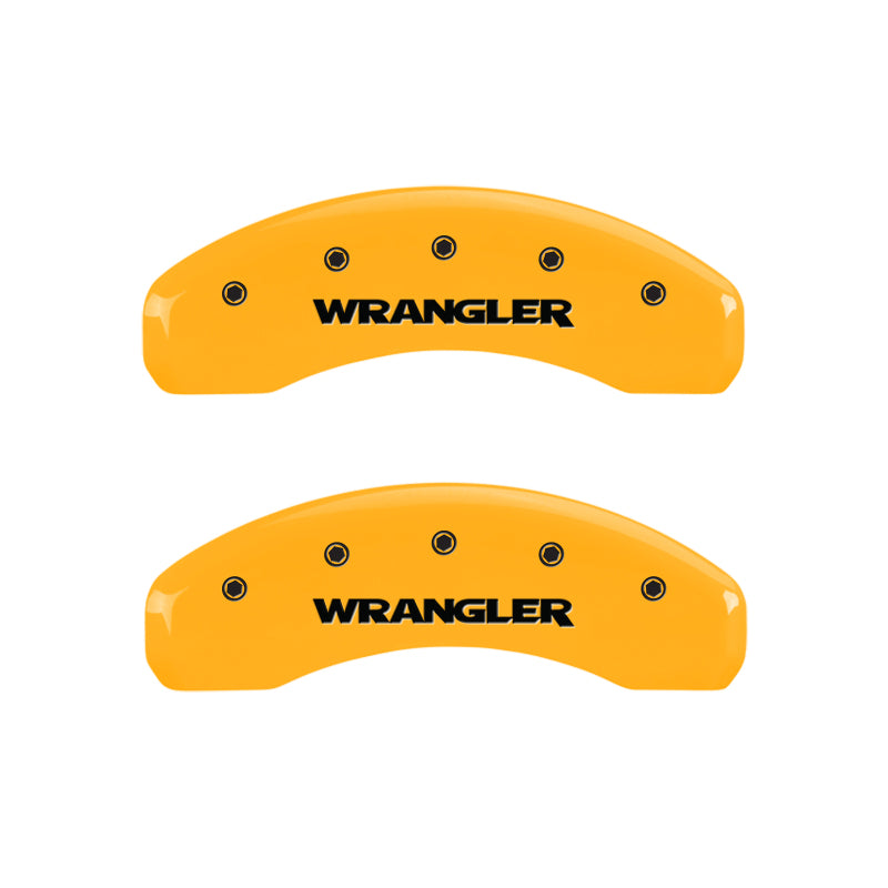 MGP 4 Caliper Covers Engraved Front & Rear WRANGLER Yellow finish black ch MGP