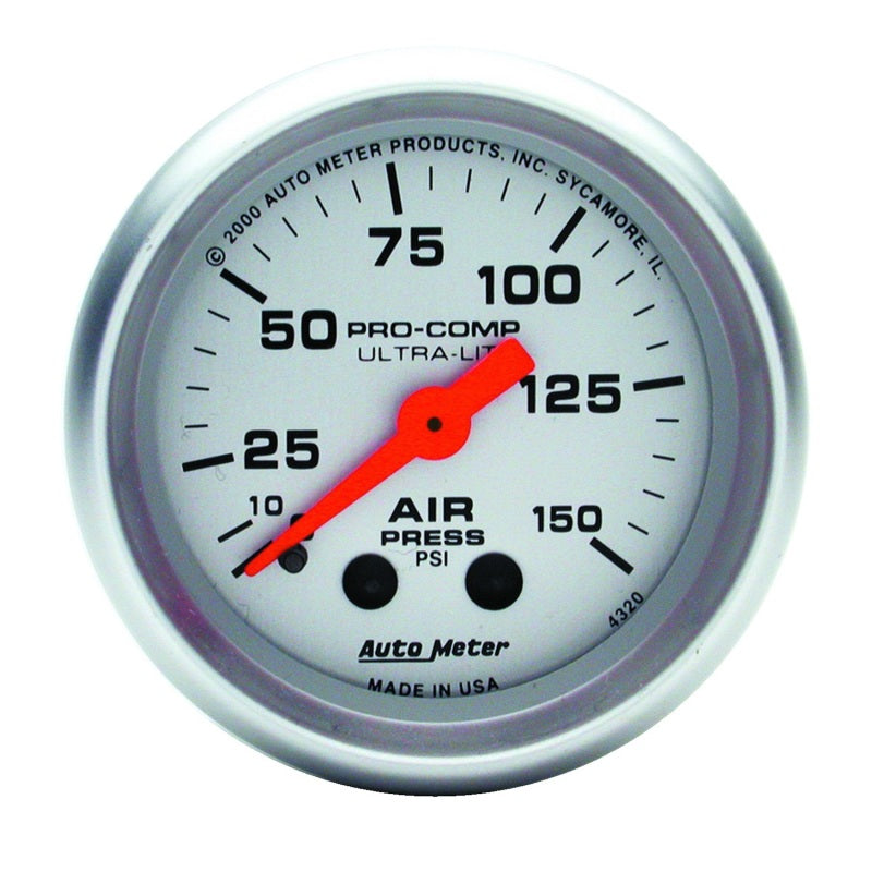 Autometer Ultra-Lite 2-1/16in 0-150 PSI Mechanical Air Pressure Gauge 4320