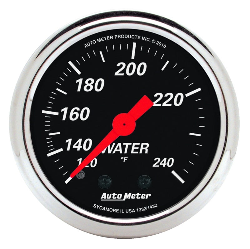 Autometer Designer Black 2 1/16in 120-240 Deg F Mechanical Water Temp Gauge 1432