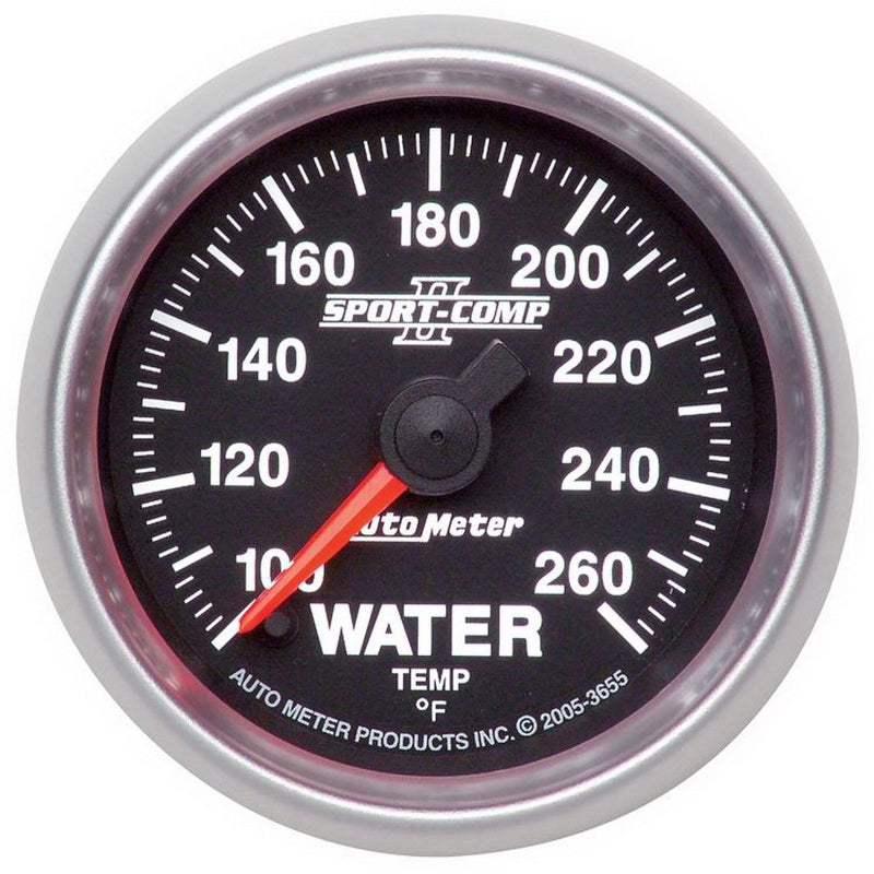 Autometer Sport-Comp II 52.4mm 100-260 Deg. F Water Temprature Gauge 3655