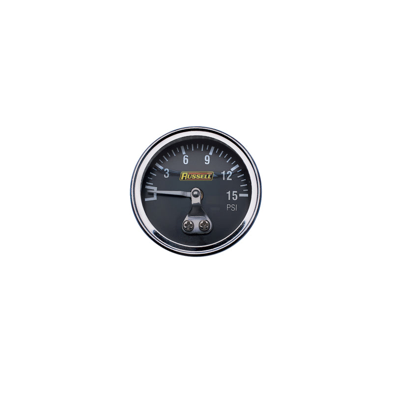 Russell Fuel Pressure Gauge 0-15 PSI Liquid-Filled - 650330