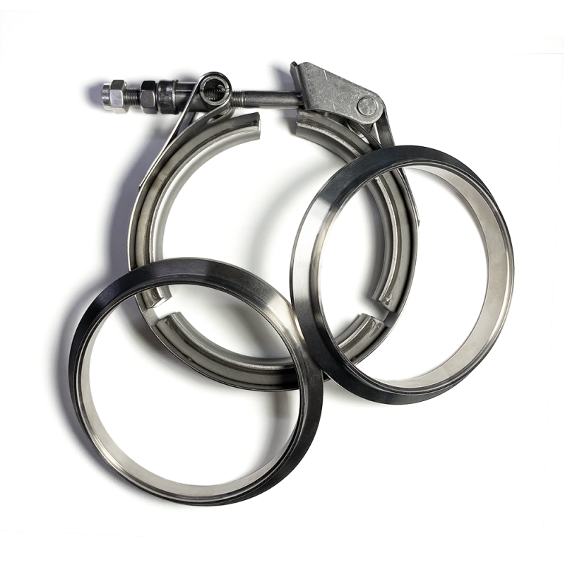 Ticon 3.5in Titanium V-Band Clamp Assembly Quick Release (with Female Flange/Male Flange)