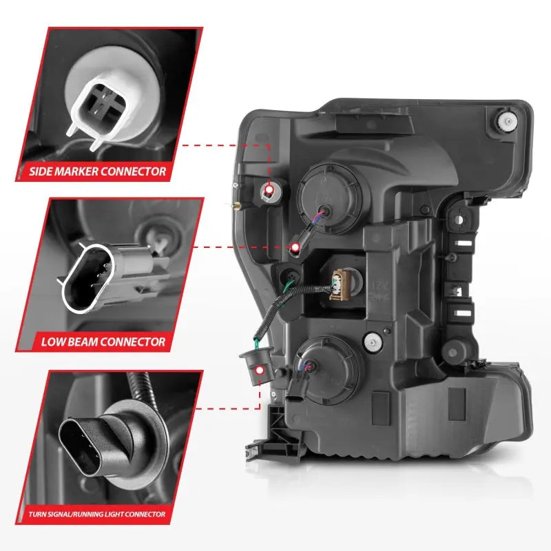 ANZO 17-19 Ford F-250/350/450 SD (w/o Factory LED HL) LED Proj Headlights w/Light Bar Switchback Chr ANZO