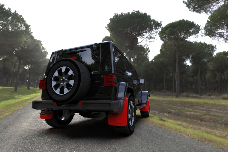 Rally Armor 18-22 Jeep JL Wrangler Red UR Mud Flap w/ Black Logo - eliteracefab.com