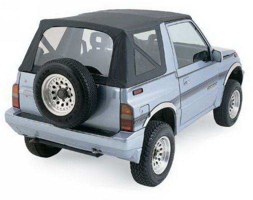 Rampage 1988-1994 Geo Tracker Soft Top OEM Replacement - Black Denim - eliteracefab.com