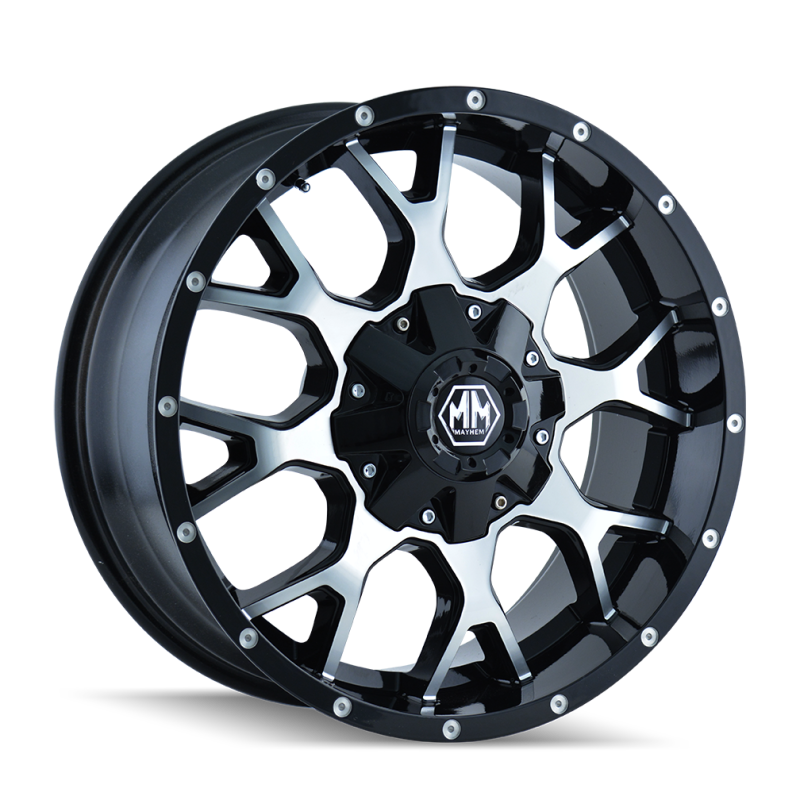 Mayhem 8015 Warrior 20x10 / 5x127 BP / -25mm Offset / 87mm Hub Black/Machined Face Wheel Mayhem