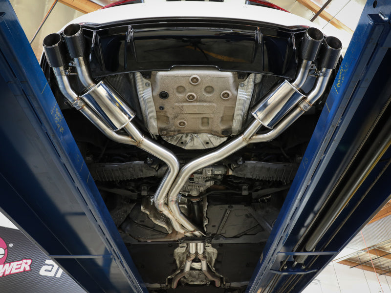 aFe 18-20 Audi RS5 Coupe MACH Force-Xp 3in to 2.5in 304 SS Axle-Back Exhaust System-Quad Carbon Tips aFe
