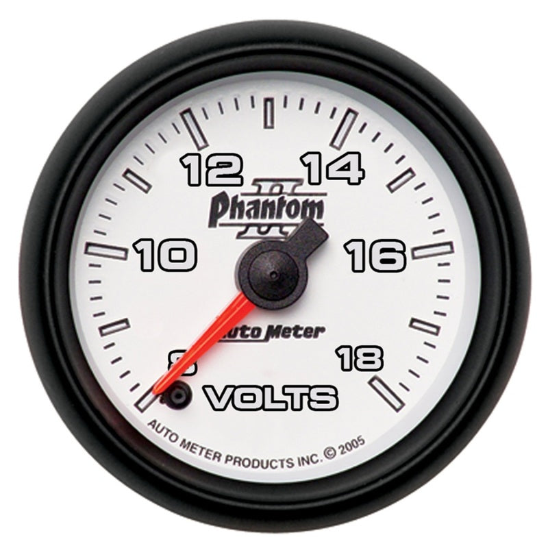 Autometer Phantom II 52.4mm Full Sweep Electronic 8-18 Volts Voltmeter Gauge 7591