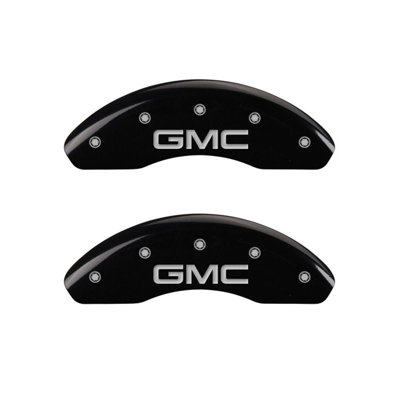 MGP 4 Caliper Covers Engraved Front & Rear GMC Black finish silver ch MGP