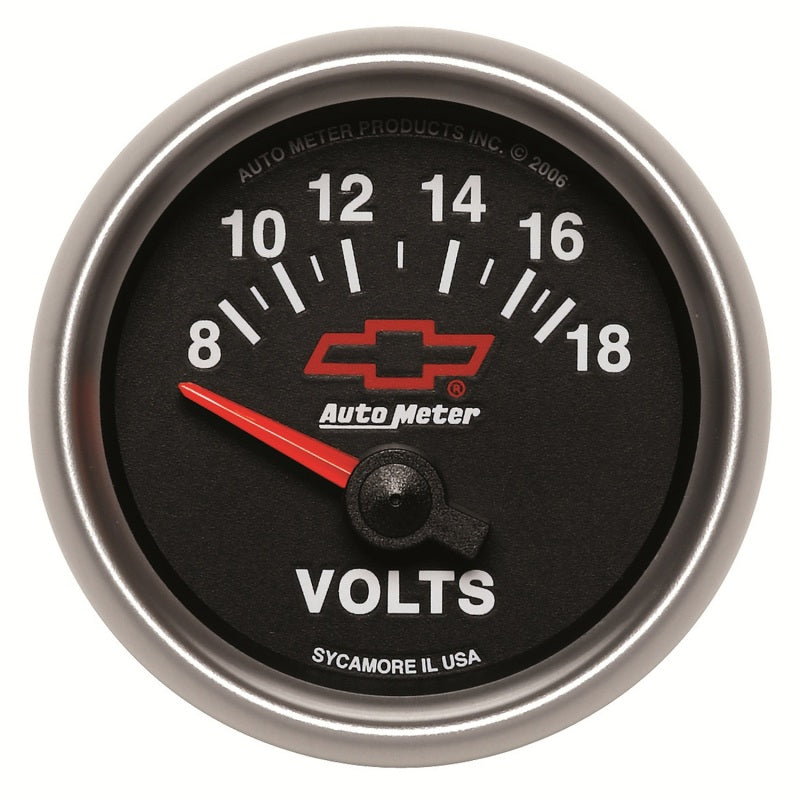 Autometer GM Bowtie Black 2-1/16 Voltmeter 8-18V 3692-00406