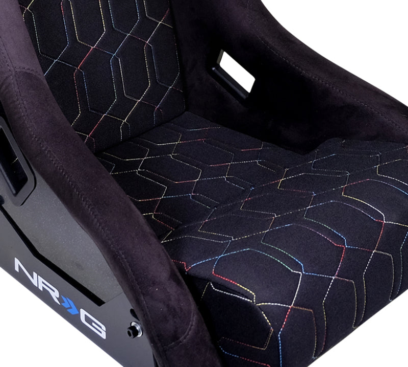 NRG Innovations Fiberglass Bucket Seat - Large - Black Geometric Stitch – FRP-300-MGEO-BK