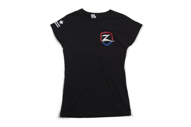 Zone Offroad Black Premium Cotton T-Shirt with Patriotic Zone Logos - Womens - S - ZONU9164S