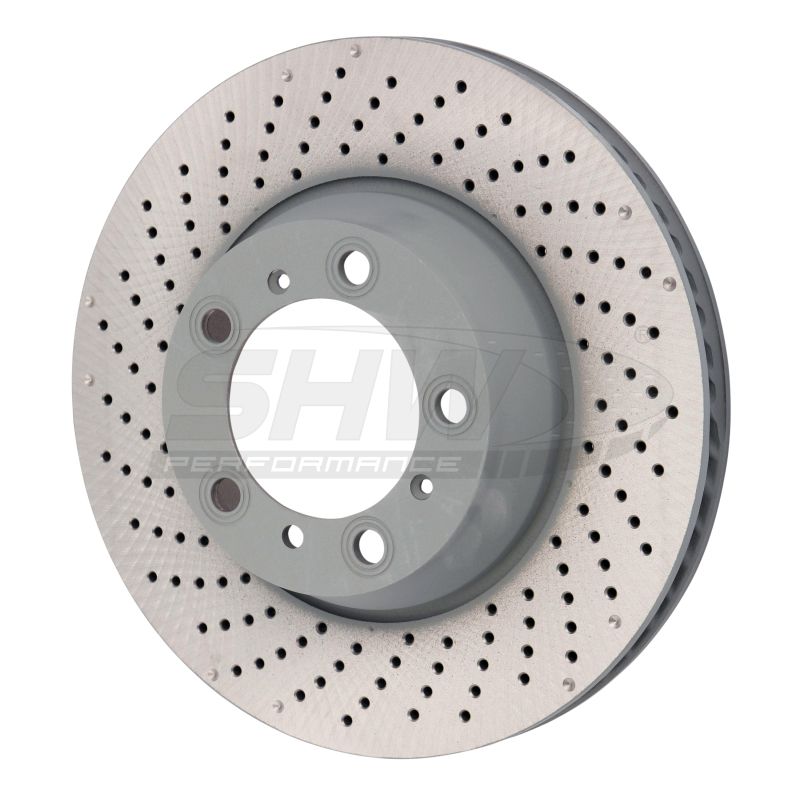 SHW 15-16 Porsche 911 Carrera 4 GTS 3.8L w/o Ceramic Brakes Left Rear Drilled-Dimpled MB Brake Rotor - eliteracefab.com