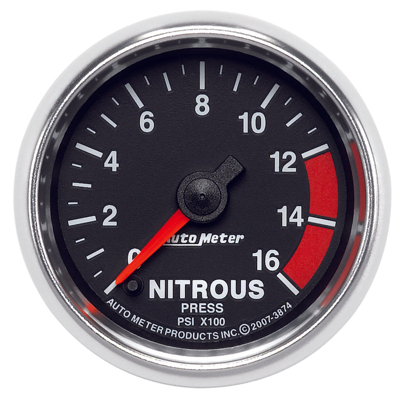 Autometer GS 2 1/16in. 1600PSI Nitrous Fuel Pressure Gauge 3874