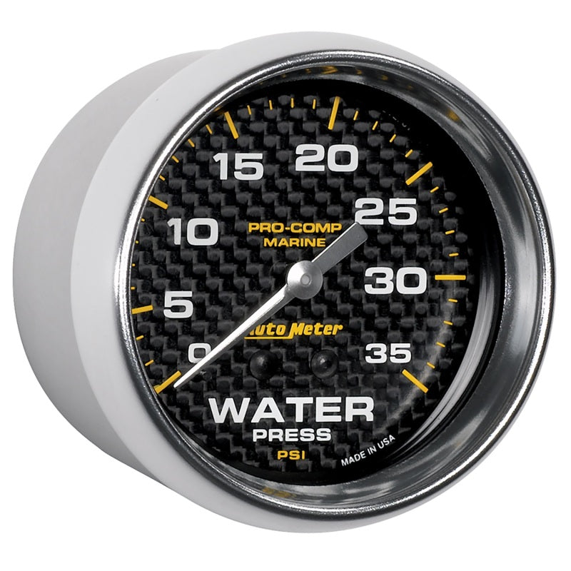 Autometer Marine Carbon Fiber Mechanical 2-5/8in 0-35PSI Water Pressure Gage 200773-40