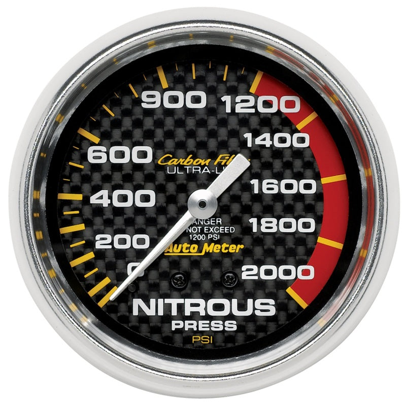 Autometer Carbon Fiber 66.7mm Mechanical 0-2000 PSI Nitrous Press Gauge 4828