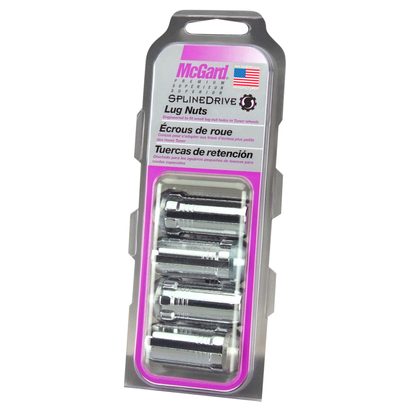 McGard SplineDrive Lug Nut (Cone Seat) M14X1.5 / 1.935in. Length (4-Pack) - Chrome (Req. Tool) - eliteracefab.com