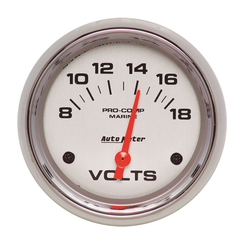 AutoMeter Gauge Voltmeter 2-5/8in. 18V Electric Marine Chrome 200757-35