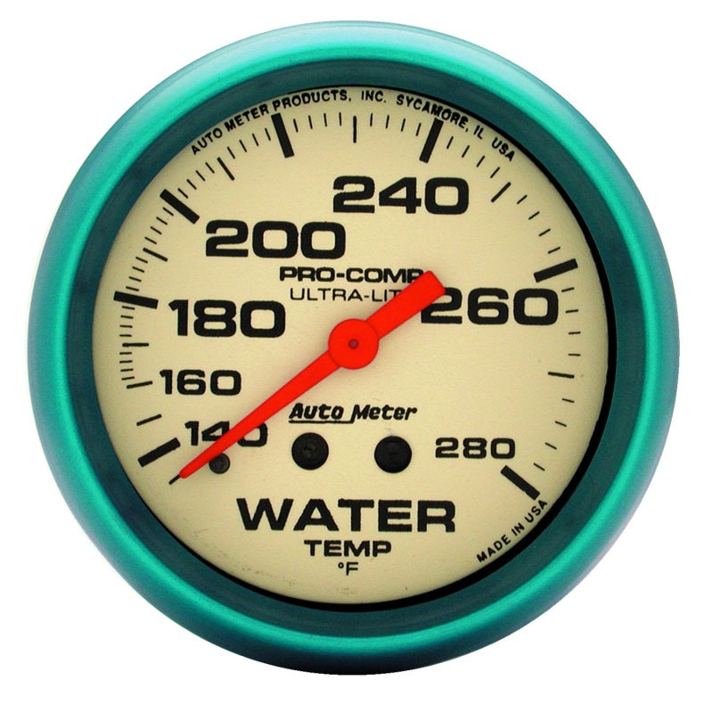 Autometer Ultra-Nite 66.7mm 140-280 Deg F Mechanical Water Temp Gauge 4535