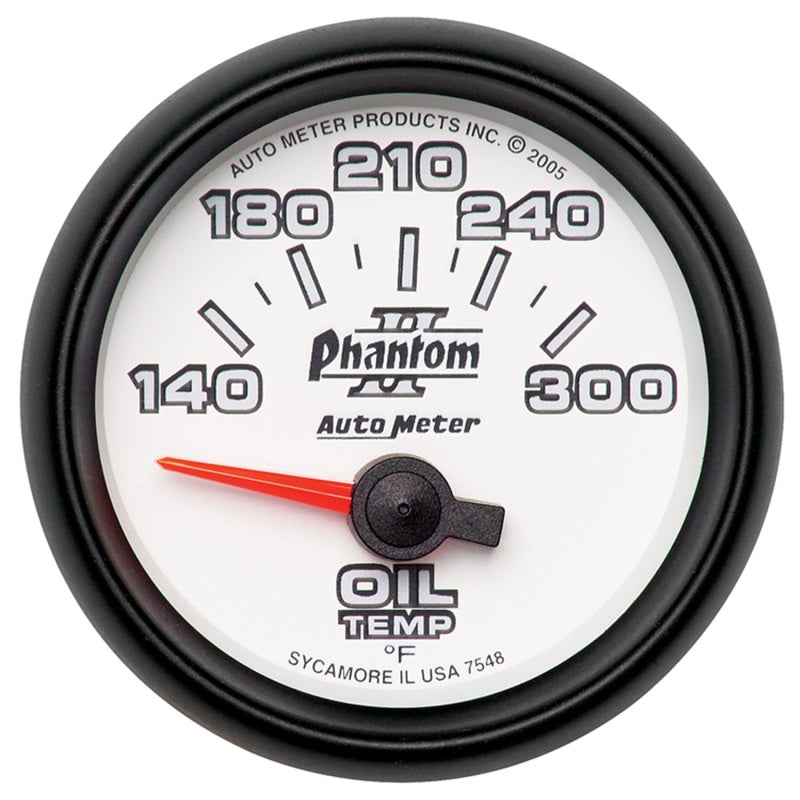 Autometer Phantom II 52mm Short Sweep Electronic 140-300 Deg F Oil Temperature Gauge 7548