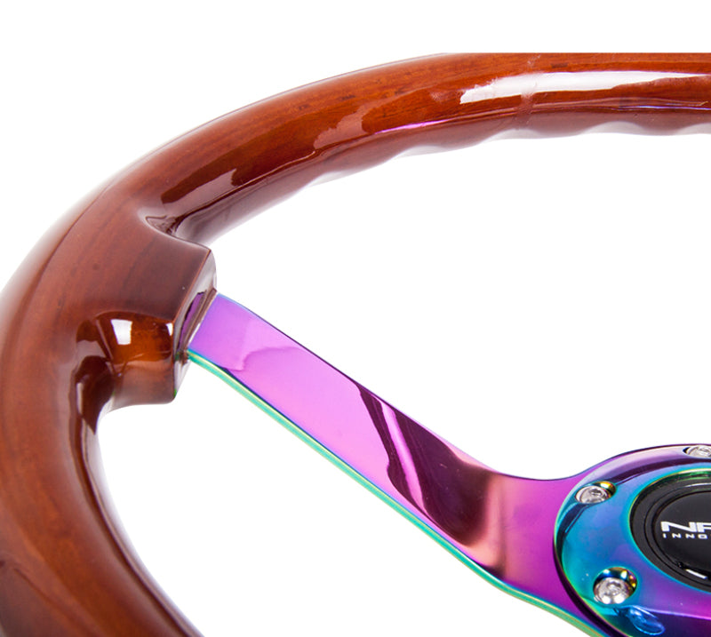 NRG Innovations 350mm Reinforced Woodgrain Steering Wheel - Wood Grain - Dark Wood Grain – RST-036BR-MC