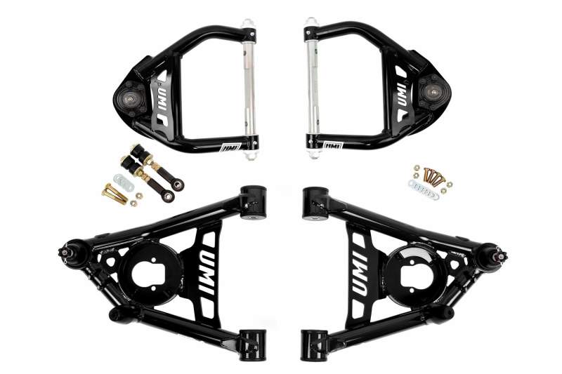 UMI Performance 64-72 GM A-Body Tubular Upper & Lower Front A-Arm Kit - Black - eliteracefab.com