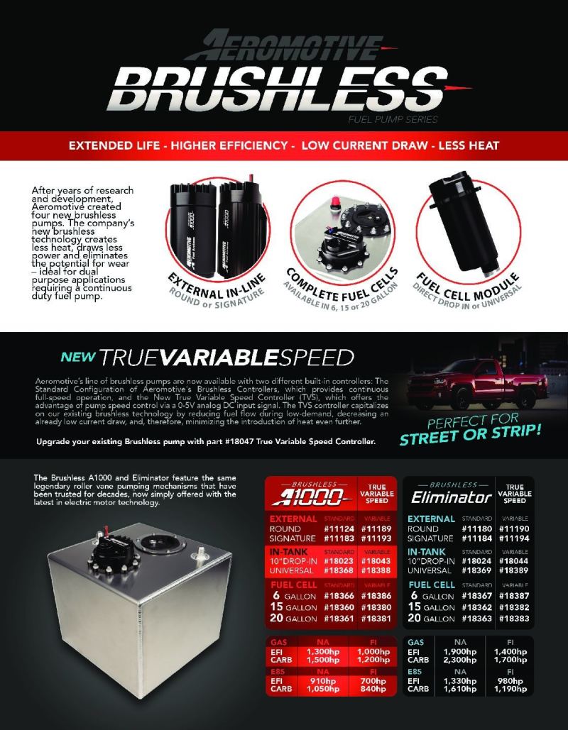 Aeromotive 18369 brushless Eliminator universal in-tank fuel pump