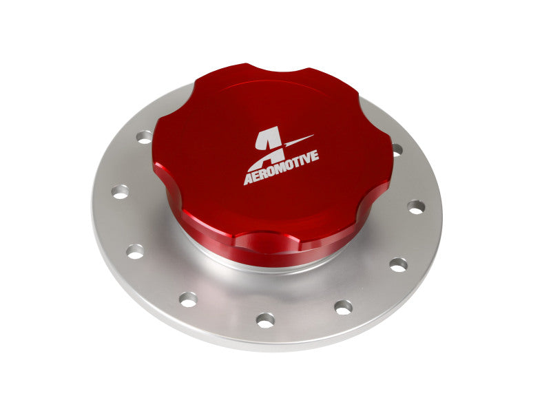 Aeromotive 18707 3 inch billet fuel cell fill cap red anodized with 12 bolt flange
