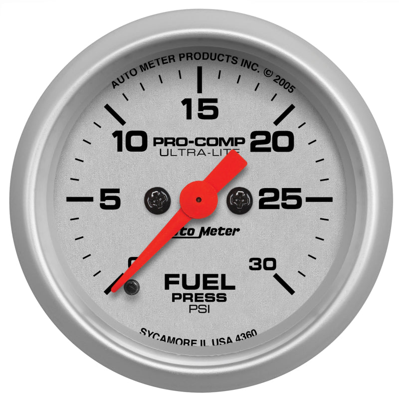 Autometer Ultra-Lite 52mm 0-30 PSI Full Sweep Electronic Fuel Pressue Gauge 4360