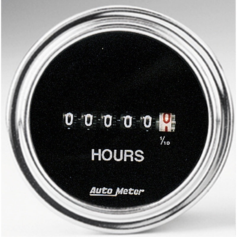 Autometer Traditional Chrome 52mm 100k Short Sweep Electronic Hourmeter 2587