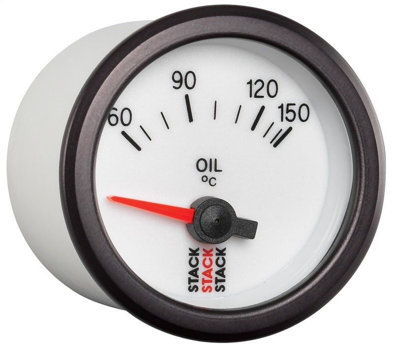 Autometer Stack 52mm 60-150 Deg C M10 Male Electric Oil Temp Gauge - White ST3259