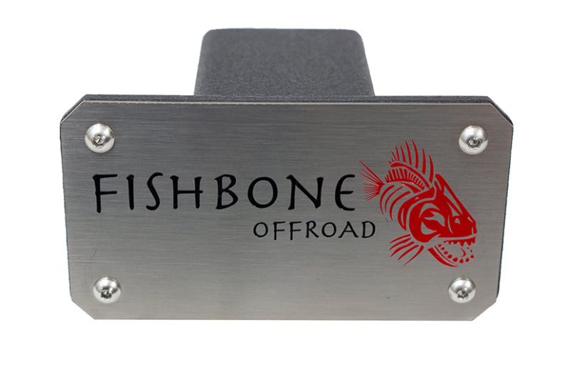 Fishbone Offroad Hitch Cover - 2In Hitch - Black Powdercoated Steel Fishbone Offroad