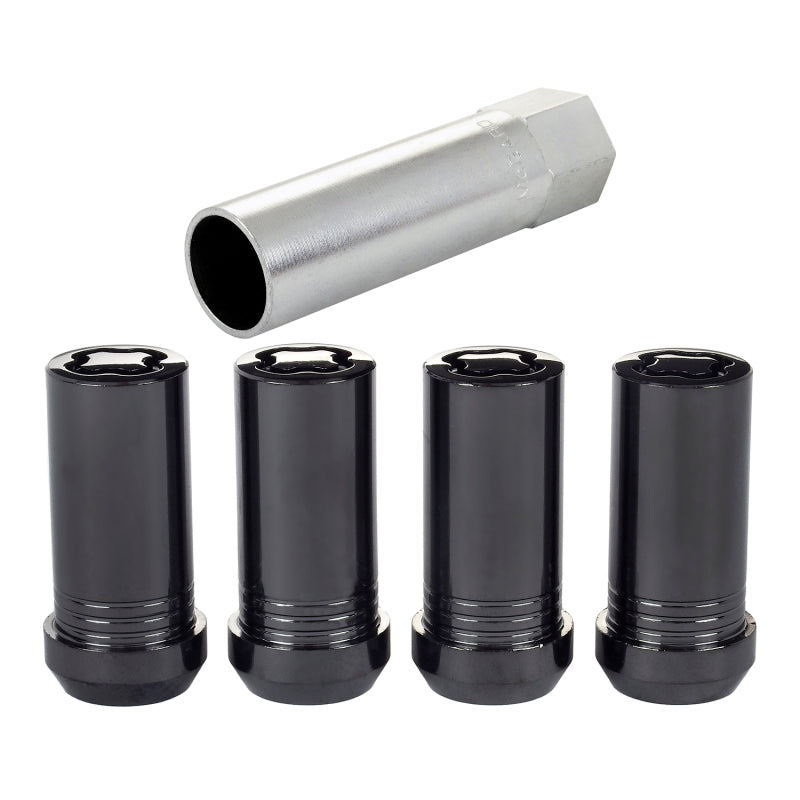 McGard Wheel Lock Nut Set - 4pk. (Tuner / Cone Seat) M14X1.5 / 1in. Hex / 1.935in. Length - Black - eliteracefab.com