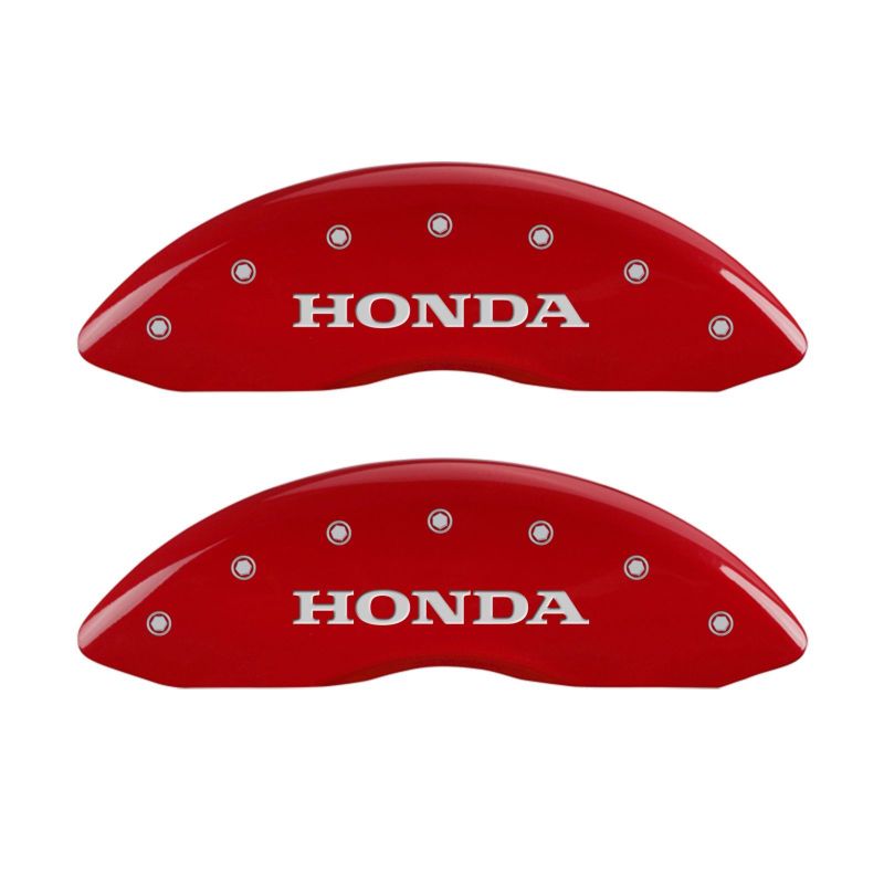 MGP 4 Caliper Covers Engraved Front Honda Engraved Rear H Logo Red finish silver ch - eliteracefab.com