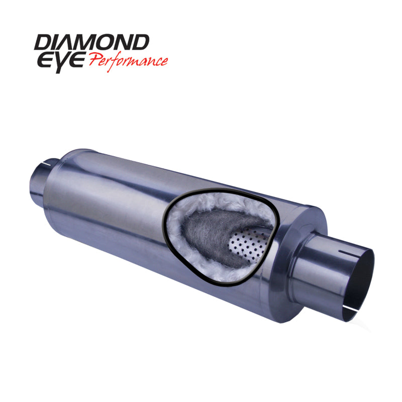 Diamond Eye MFLR 5inID SGL IN/SGL OUT 7inDIA X 24in BODY 30in LENGTH PERF SLOTTED ENDS 409 SS Diamond Eye Performance