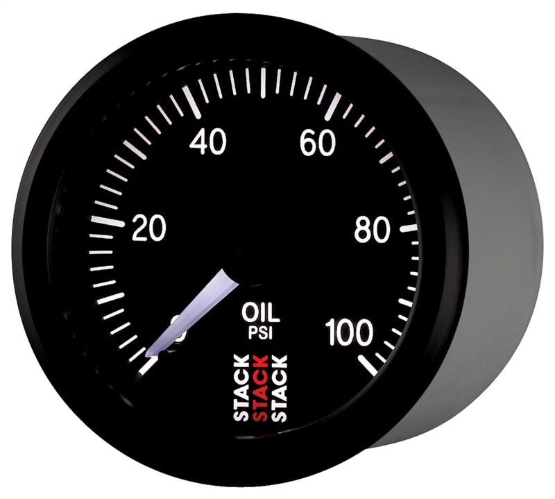 Autometer Stack 52mm 0-100 PSI 1/8in NPTF Male Pro Stepper Motor Oil Pressure Gauge - Black ST3302