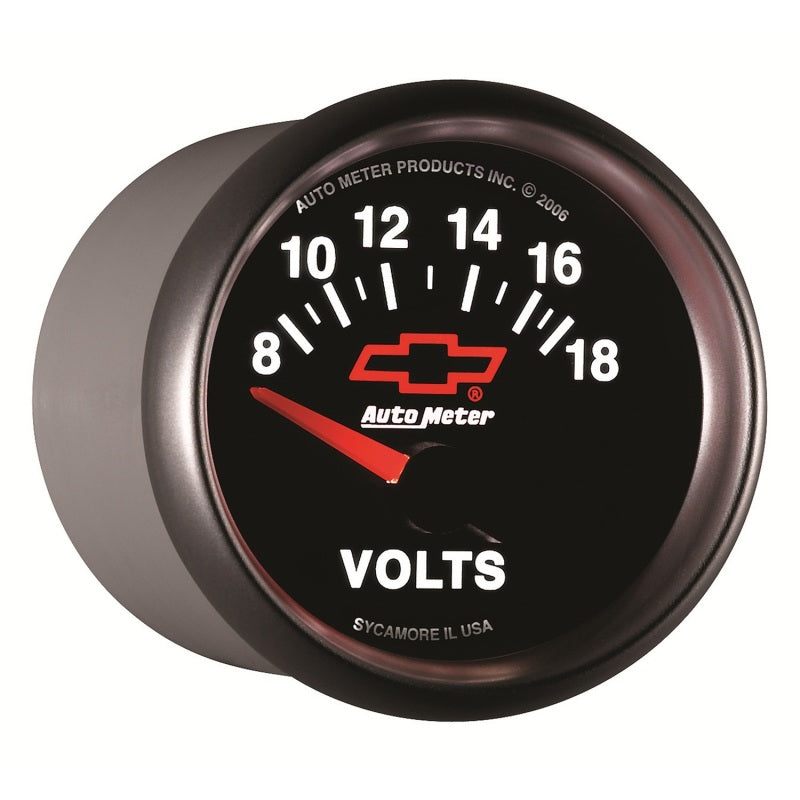 Autometer GM Bowtie Black 2-1/16 Voltmeter 8-18V 3692-00406