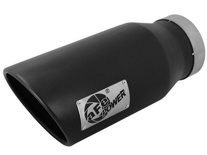 aFe POWER MACH Force-Xp 5in 304 Stainless Steel Exhaust Tip 5In x 7Out x15Lin Bolt-On Right-Blk aFe